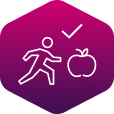 Gemeinsam gesund ernähren - Icon Diabetiker und Apfel Gemeinsam gesund ernähren - Icon Diabetiker und Apfel