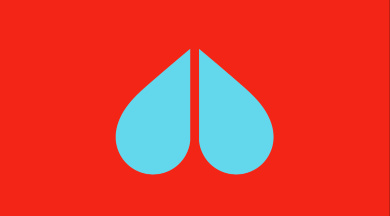 Grafik mit blauen Lungenflügeln auf rotem Hintergrund, die ein umgedrehtes Herz bilden. Grafik mit blauen Lungenflügeln auf rotem Hintergrund, die ein umgedrehtes Herz bilden.