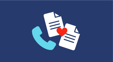 Illustration mit Telefonhörer und Dokumenten und der Beschriftung 'Servicematerialien & Bestellcenter'. Illustration mit Telefonhörer und Dokumenten und der Beschriftung 'Servicematerialien & Bestellcenter'.